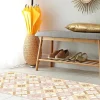 Gangtapijt Van Vinyl Met Cementtegeleffect - 66 X 160 Cm - Oranje En Roze - Eloza