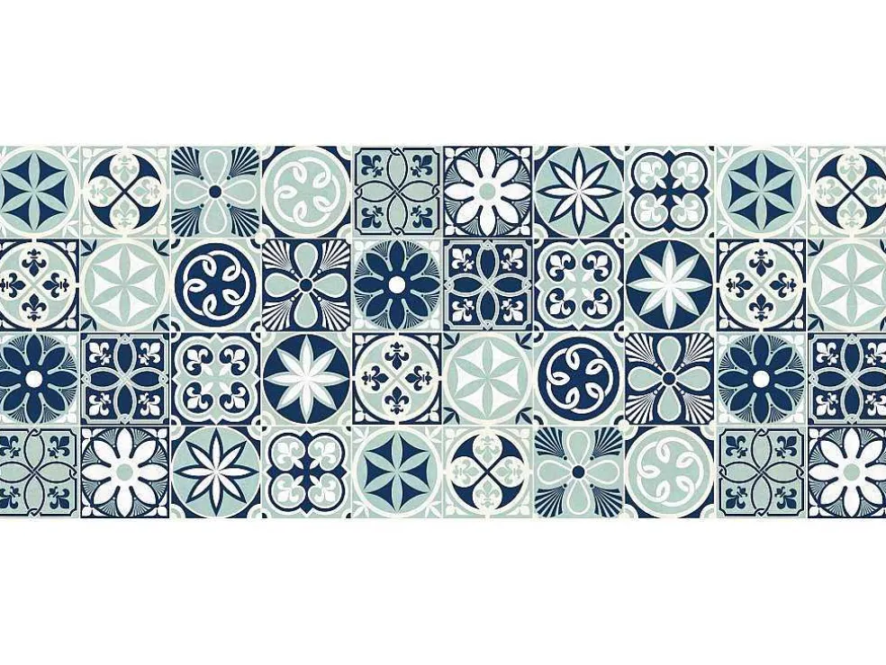 Gangtapijt Van Vinyl Met Cementtegeleffect - 66 X 160 Cm - Blauw - Rica