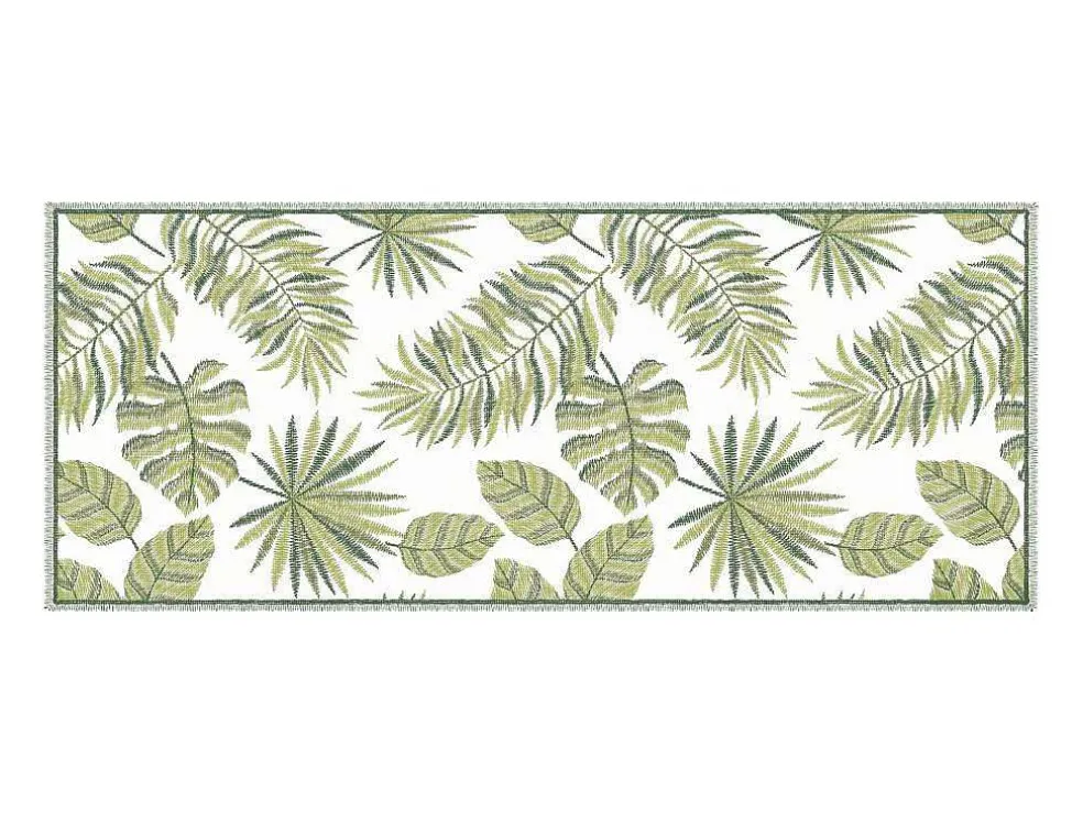 Gangtapijt Van Vinyl Met Tropisch Motief - 66 X 160 Cm - Groen En Wit - Tropicala