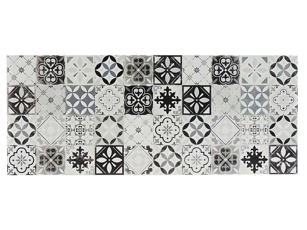 Gangtapijt Van Vinyl Met Vloertegeleffect Mosai - 66 X 160 Cm - Zwart En Wit