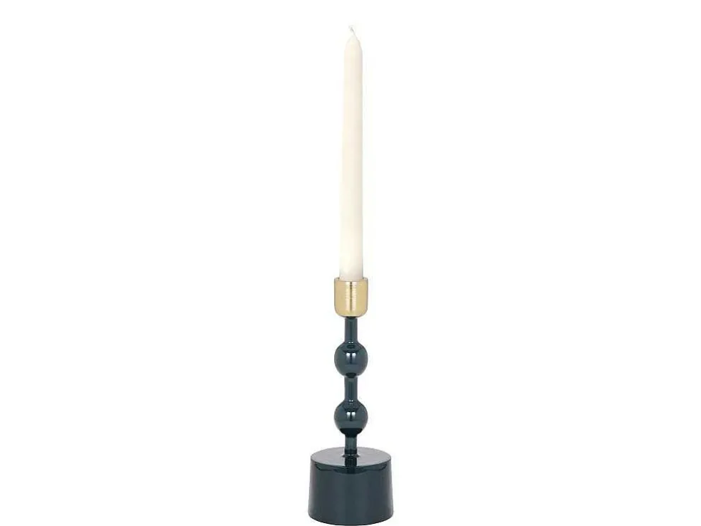 Geemailleerde Aluminium Kandelaar - H.22 Cm - Eendeblauw - Parina