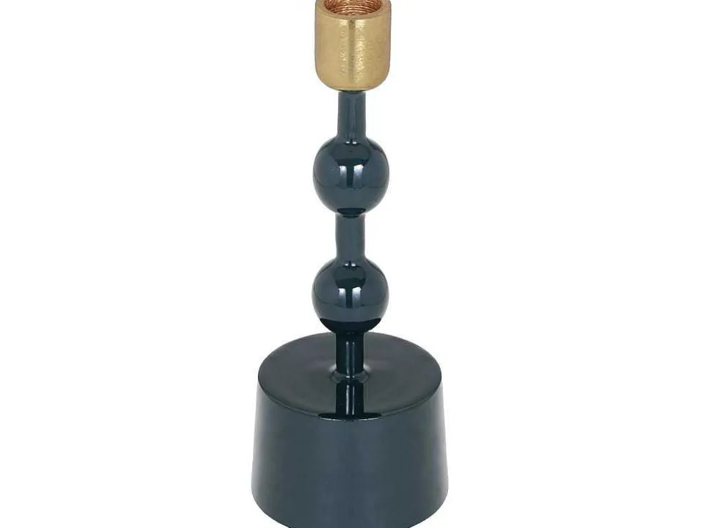Geemailleerde Aluminium Kandelaar - H.22 Cm - Eendeblauw - Parina