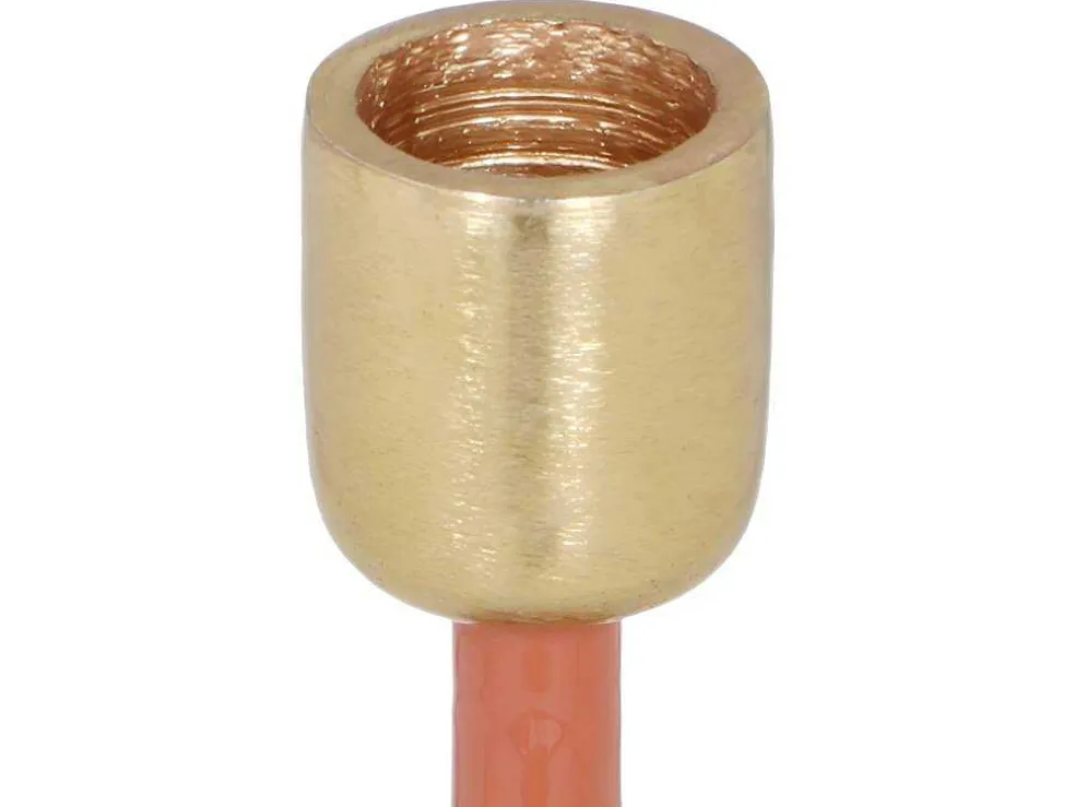 Geemailleerde Aluminium Kandelaar - H.22 Cm - Terracotta - Parina