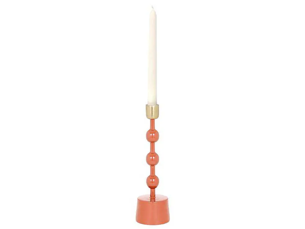 Geemailleerde Aluminium Kandelaar - H.26,5 Cm - Terracotta - Parina