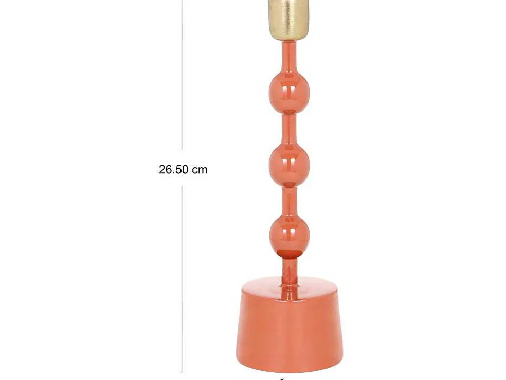 Geemailleerde Aluminium Kandelaar - H.26,5 Cm - Terracotta - Parina