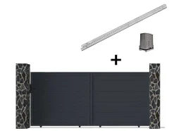 Gemotoriseerde Schuifpoort Van Aluminium Antraciet - L374 X 165 Cm - Nazario