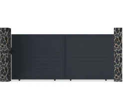 Gemotoriseerde Schuifpoort Van Aluminium Antraciet - L374 X 165 Cm - Nazario