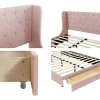 Gestoffeerd Bed 140X200Cm - Linnen Stof - Met Een Lade - Roze