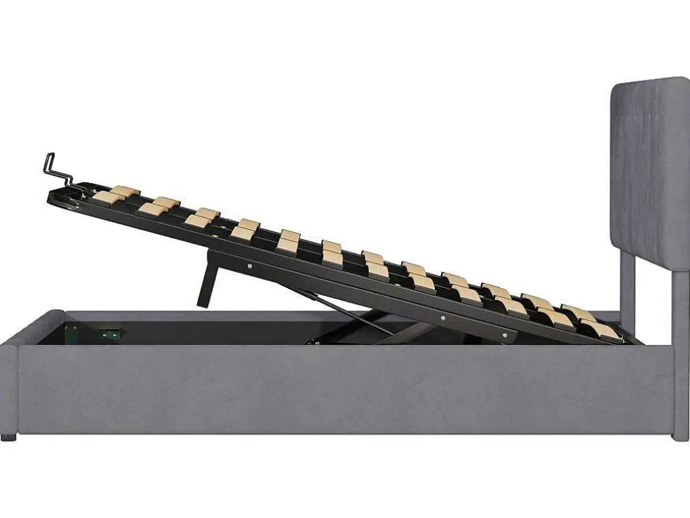 Gestoffeerd Opbergbed - 140X200Cm - Fluwelen Stof - Grijs