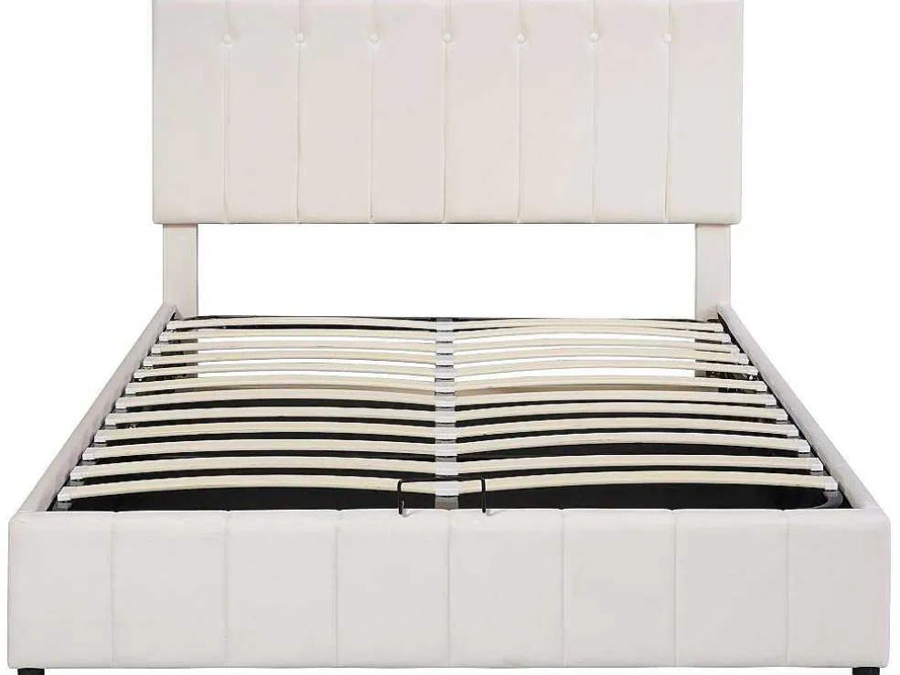 Gestoffeerd Opbergbed - 140X200Cm - Stof Fluweel - Beige