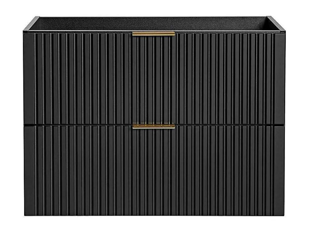 Gestreept Hangend Meubel Onder Wastafel - Zwart - L80 Cm - Zevara