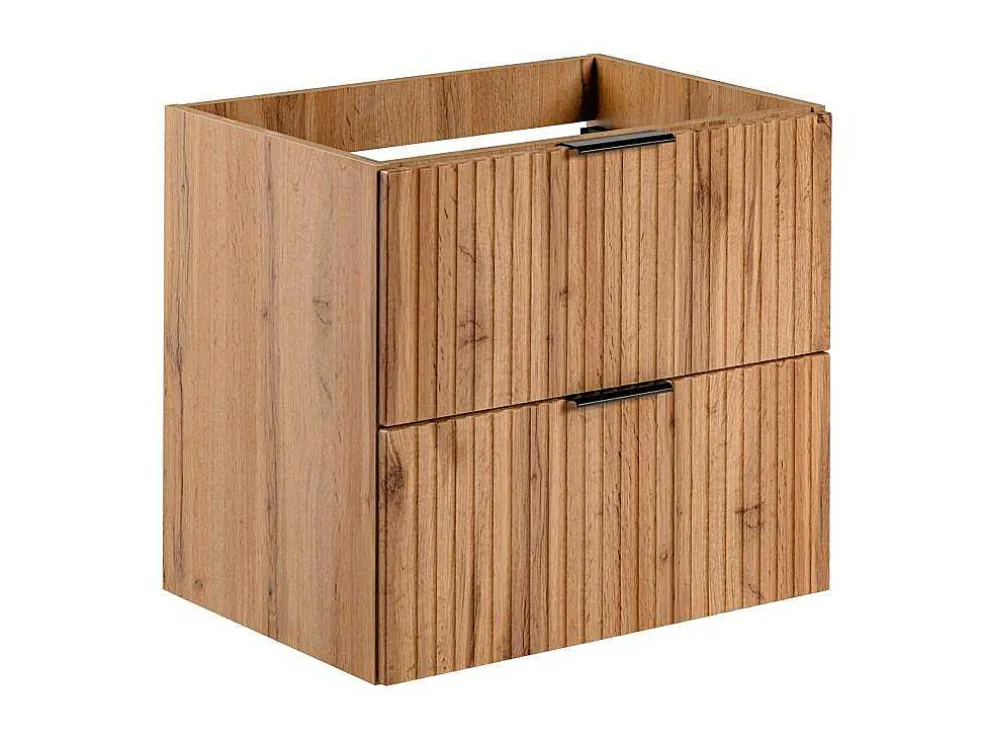 Gestreept Hangend Meubel Onder Wastafel - Licht Naturel - L60 Cm - Zevara