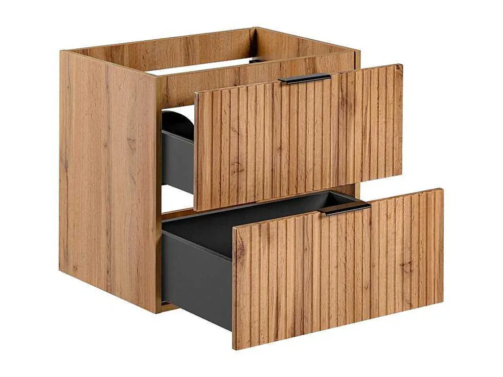 Gestreept Hangend Meubel Onder Wastafel - Licht Naturel - L60 Cm - Zevara