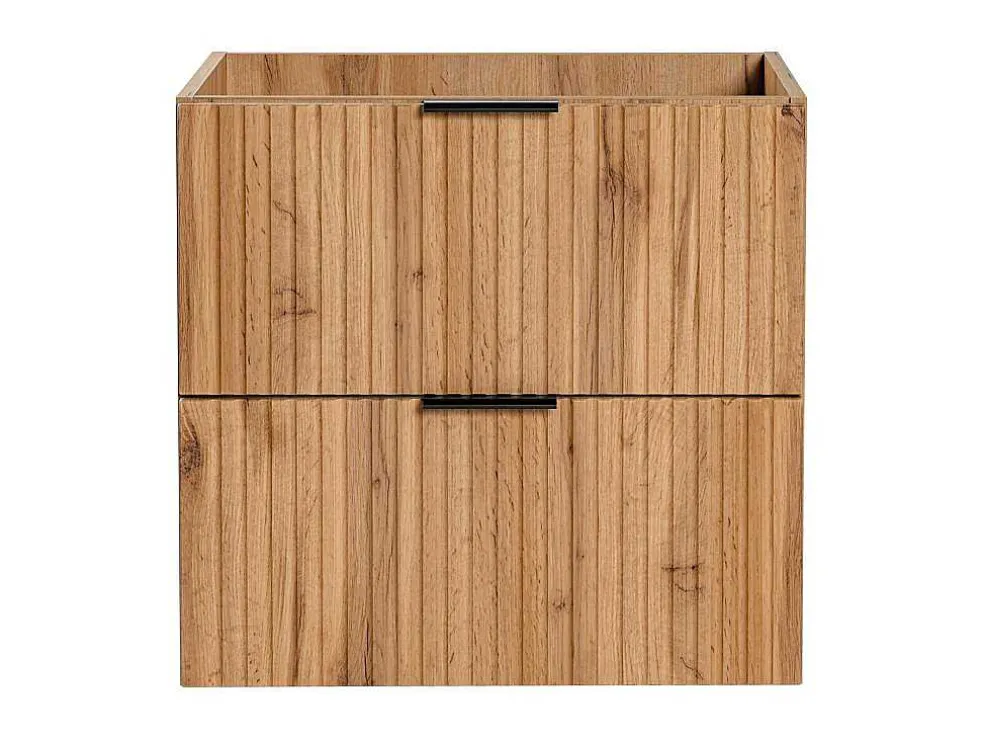 Gestreept Hangend Meubel Onder Wastafel - Licht Naturel - L60 Cm - Zevara