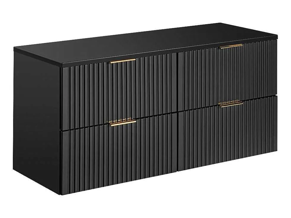 Gestreept Hangmeubel Voor Badkamer Met Wastafel Om Te Plaatsen - Zwart - L120 Cm - Zevara