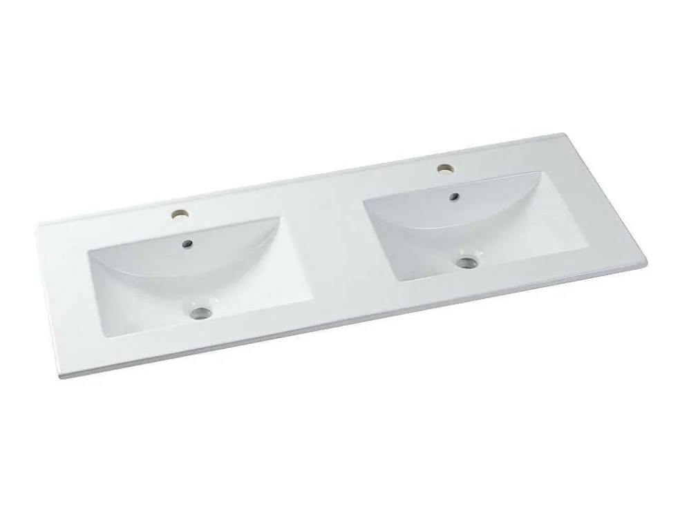 Gestreept Hangmeubel Voor Badkamer Met Inbouwwastafel - Licht Naturel - 120 Cm - Zevara