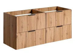 Gestreept Hangmeubel Voor Badkamer Met Inbouwwastafel - Licht Naturel - 120 Cm - Zevara
