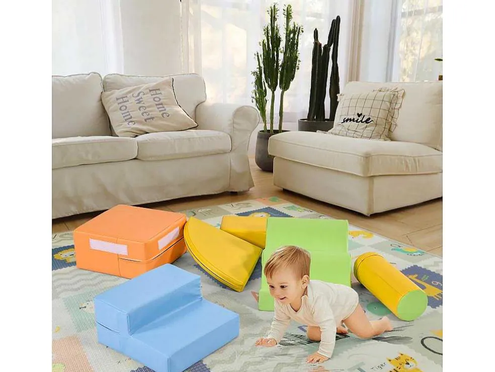 6 Gigantische Bouwstenen Voor Hardlopen En Klimmen, Grote Bouwstenen Voor Kinderen. Trappen En Glijbaan Voor Kinderen - Speelgoed Om Te Klimmen, Glijden En Kruipen. Voor Kleuters En Baby'S, Zachte, Kleurrijke Bouwstenen.