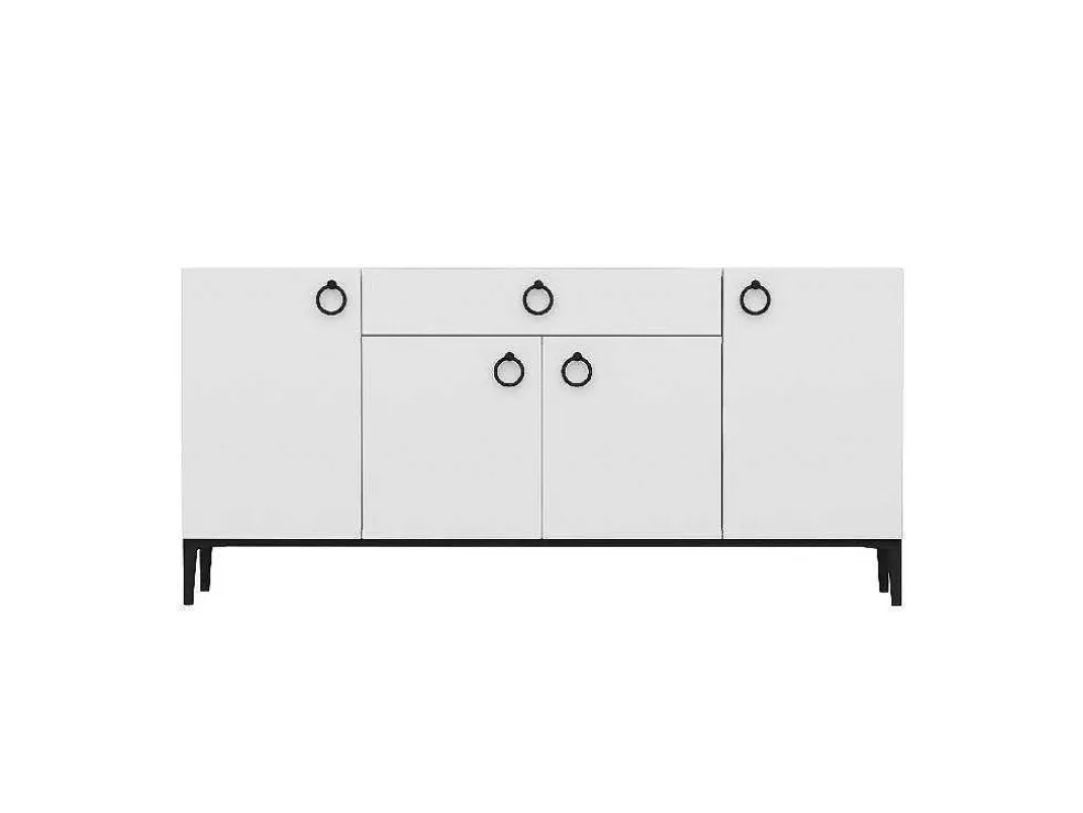 Gloria Multifunctioneel Kabinet, Wit, Zwart, 160X42X75 Cm, Epikasa