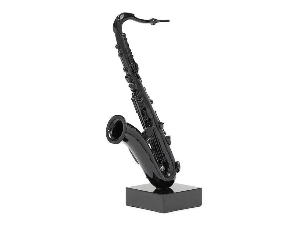 Groot Saxofoonstandbeeld Van Hars L29 X B16 X H62 Cm Zwart Musania
