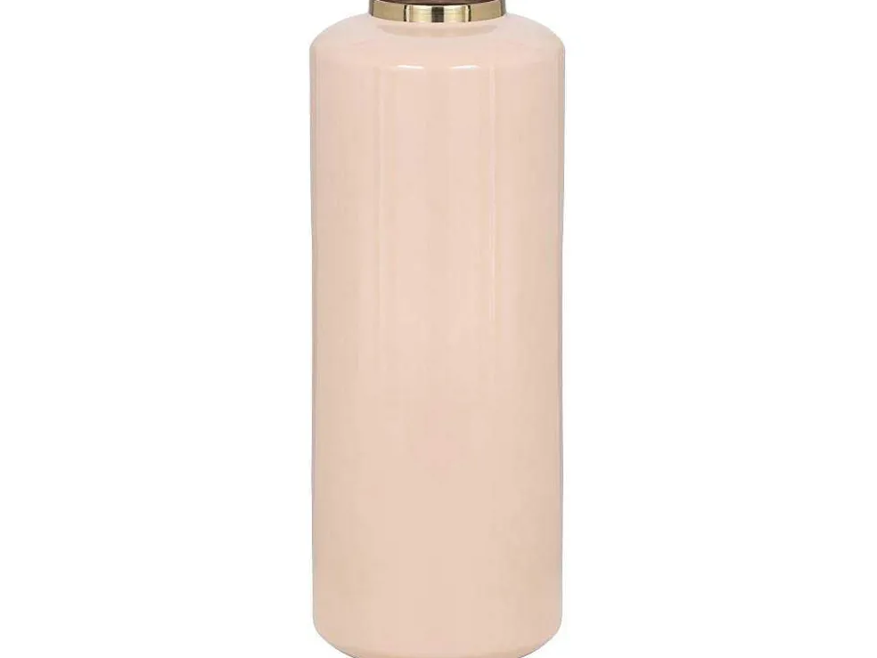 Grote Geemailleerde Metalen Vaas - D. 19 X H. 50 Cm - Beige En Goud - Goriat