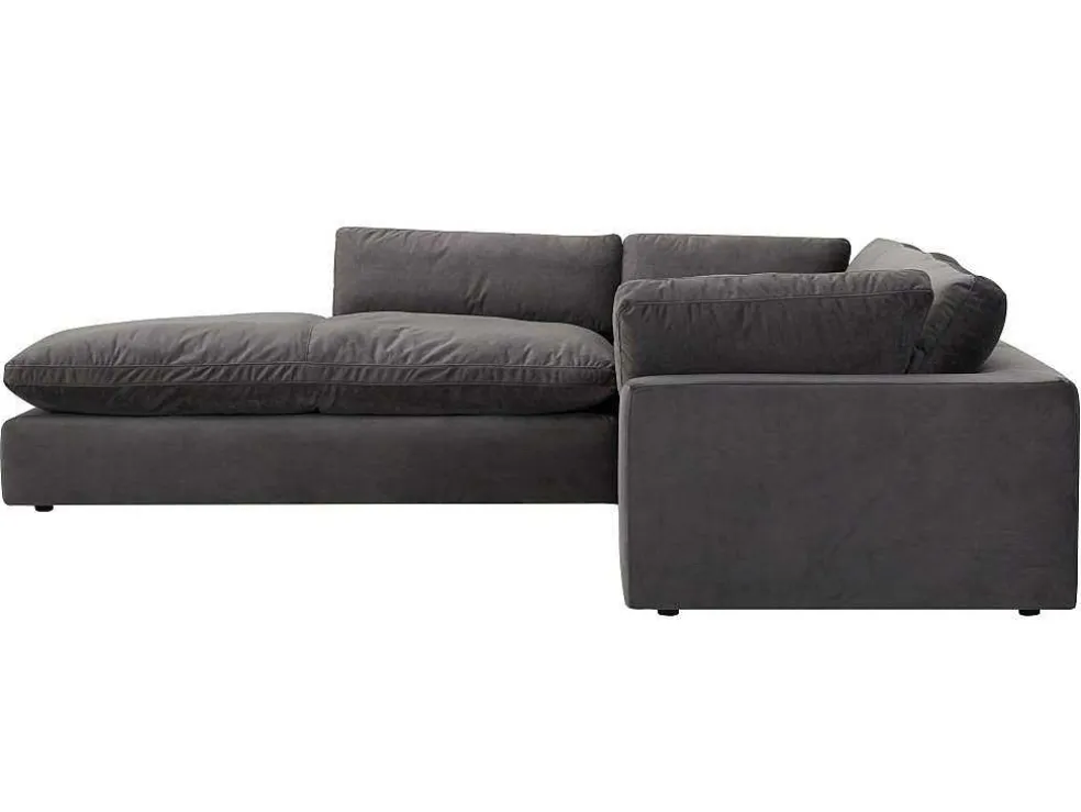 Grote Hoekbank Met Hoek Links Van Antracietgrijs Velours Amaury