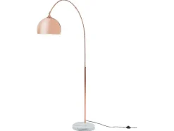 Grote Staande Lamp Met Boog Art Deco Ombrage - Metaal En Marmer - H. 180 Cm - Koperkleur