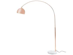 Grote Staande Lamp Met Boog Art Deco Ombrage - Metaal En Marmer - H. 180 Cm - Koperkleur