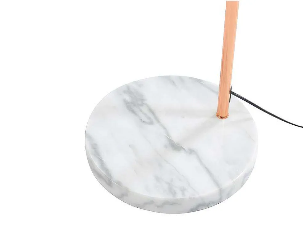 Grote Staande Lamp Met Boog Art Deco Ombrage - Metaal En Marmer - H. 180 Cm - Koperkleur