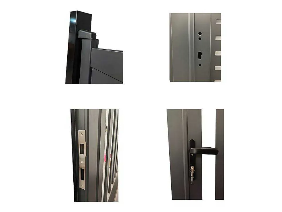Halfopengewerkte Aluminium Draaipoort Met Motief B350 X H179 Cm Antraciet Labrit Ii
