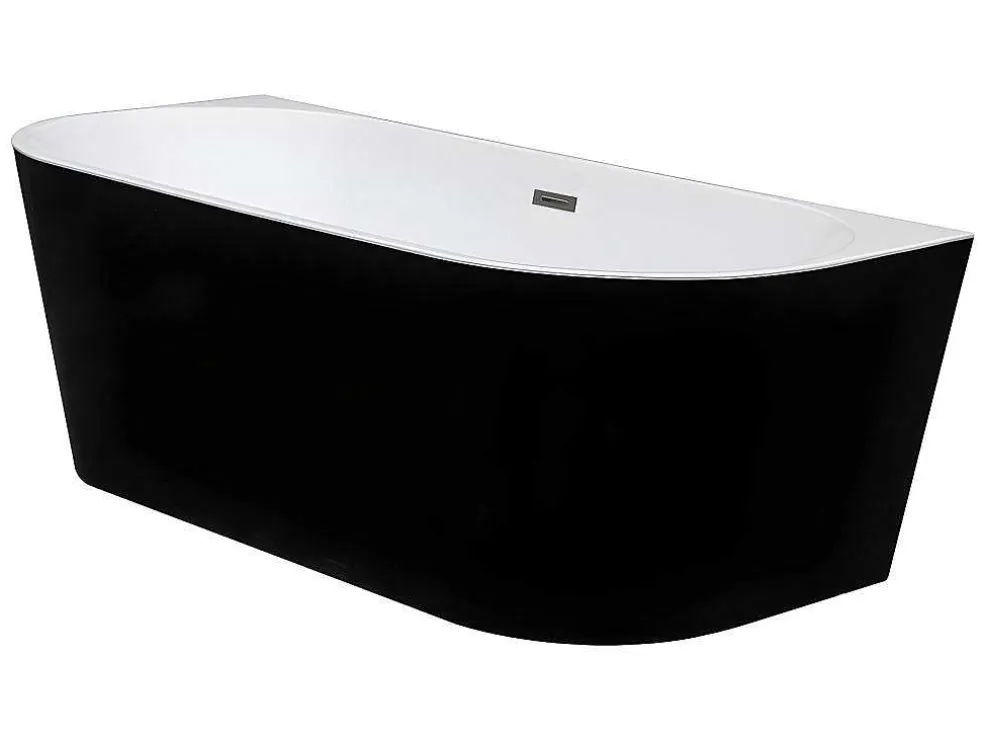 Halfvrijstaand Bad Divina -245L - 170 X 75 X 58Cm - Glanzend Zwart - Acryl - Divina