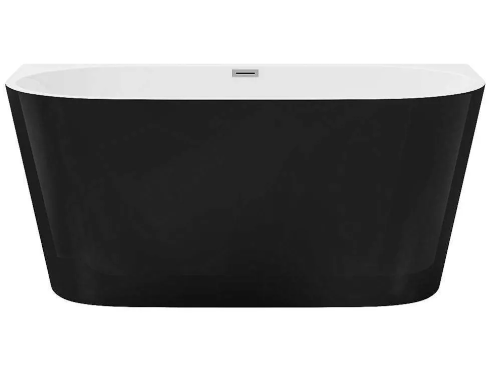 Halfvrijstaand Bad - 200 Liter - 149,5 X 75 X 58 Cm - Glanzend Zwart - Acryl - Divina