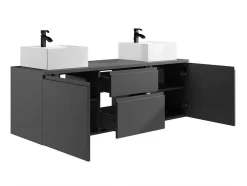 Hangend Badkamermeubel Met Dubbele Wastafel En Spiegels - Grijs - 150 Cm - Jimena Ii