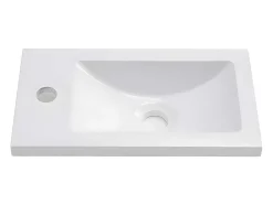 Hangend Badkamermeubel Met Ingebouwde Wastafel - 1 Deur En 1 Open Metalen Plank - Wit (Kraan Niet Inbegrepen)