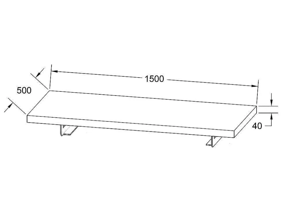 Hangend Bureau Van Donker Teakhout Met Zwarte Beugels En Dubbele Wastafel - 150 X 50 Cm - Sukawati