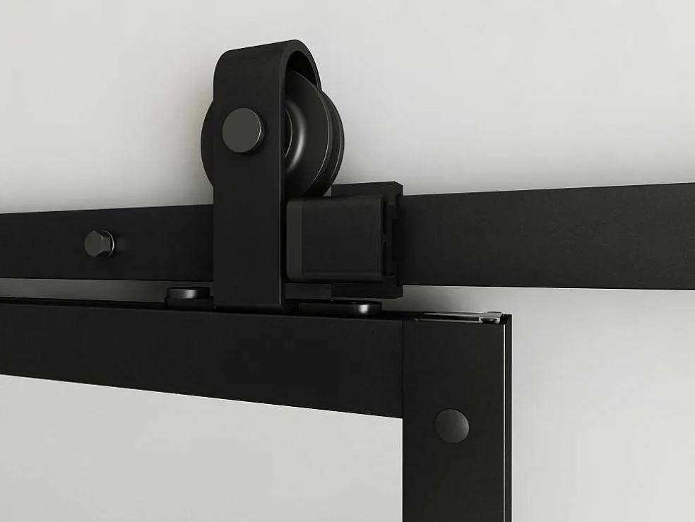 Hangende Schuifdeur H205 X L83 Cm Van Aluminium En Transparant Gehard Glas Wilden