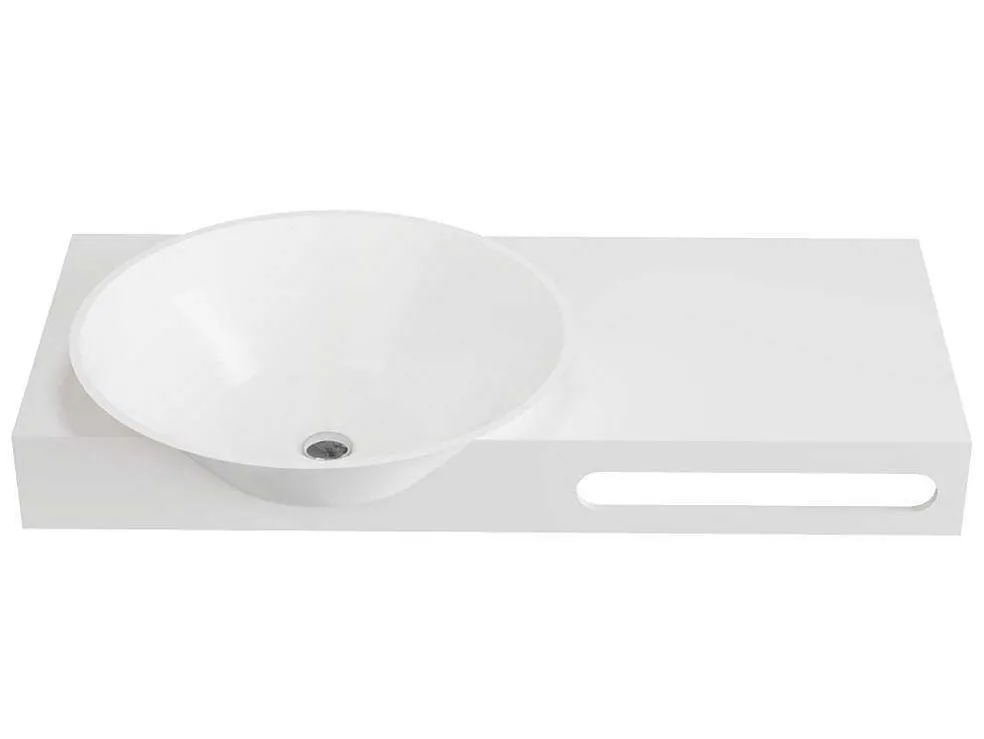 Hangende Vaste Wastafel Met Handdoekhouder - Wit - L100 X B54 X H20 Cm - Yumiko