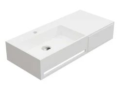 Hangende Wastafel Met Handdoekhouder - Wit - L90 X B40 X H17 Cm - Gandaki