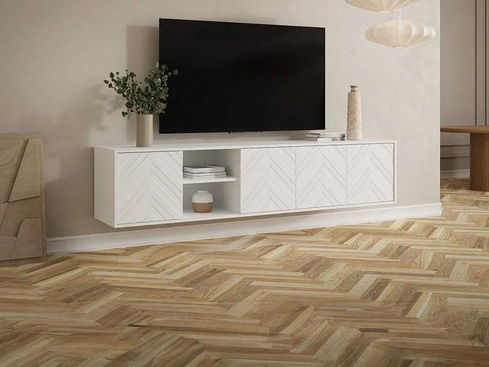 Hangend Tv-Meubel Met 4 Deuren En 2 Nissen Van Mdf - Wit - Redonia