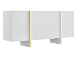 Hangend Tv-Meubel Met 4 Deuren Van Mdf - Wit En Goudkleurig - Luvonia