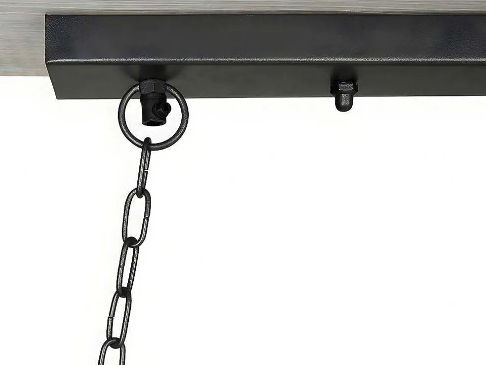 Hanglamp In Industriele Stijl Olius - Hout En Metaal - 4 Lampen - H31 X L100 Cm - Naturel En Zwart