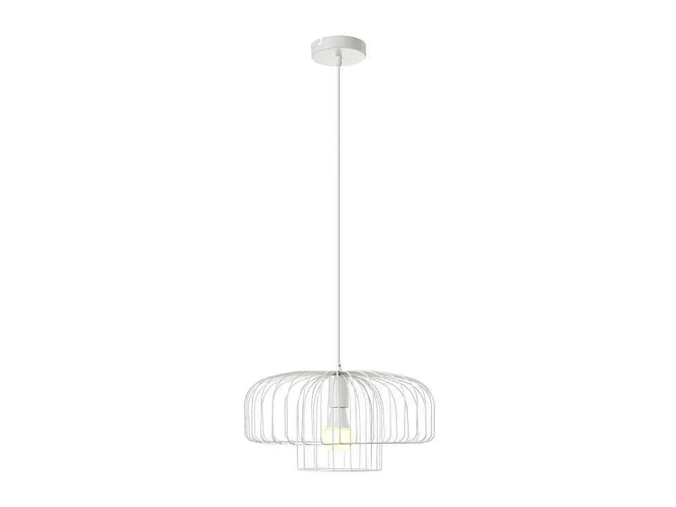 Hanglamp Met Draadstructuur Met Design-Stijl Van Metaal - D40 X H130 Cm - Wit - Andromaque