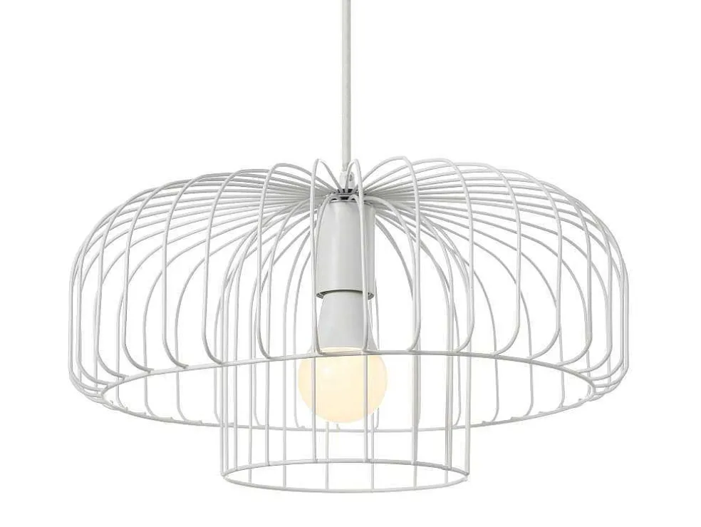 Hanglamp Met Draadstructuur Met Design-Stijl Van Metaal - D40 X H130 Cm - Wit - Andromaque