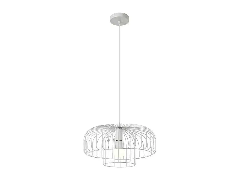 Hanglamp Met Draadstructuur Met Design-Stijl Van Metaal - D40 X H130 Cm - Wit - Andromaque