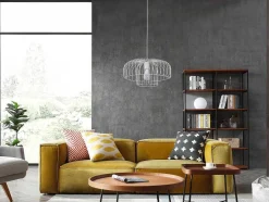 Hanglamp Met Draadstructuur Met Design-Stijl Van Metaal - D40 X H130 Cm - Wit - Andromaque
