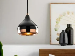 Hanglamp Met Verstelbare Hoogte Yildo - D17 X H25/112 Cm - Zwart En Koperkleurig