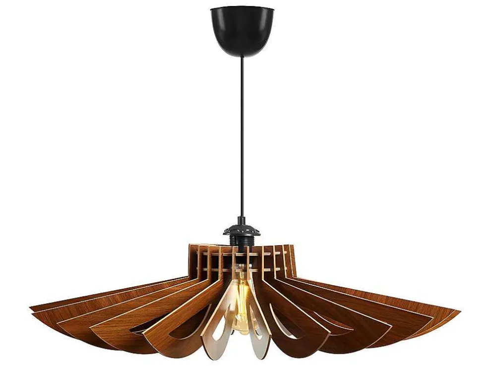 Hanglamp Van Mdf - D. 68 Cm X H. 50 Cm - Walnootkleur - Farita