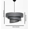 Hanglamp Van Stof En Metaal Met Aanpasbare Hoogte - D40 X H30-70 Cm - Antraciet En Zilverkleurig - Tairon