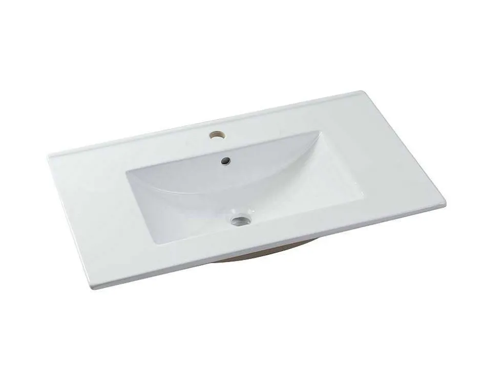 Hangmeubel Voor Badkamer Met Strepen Met Inbouwwastafel - Zwart - 80 Cm - Zevara