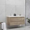 Hangmeubel Voor Badkamer Met Inbouwwastafel - Licht Naturel - 120 Cm - Quadra